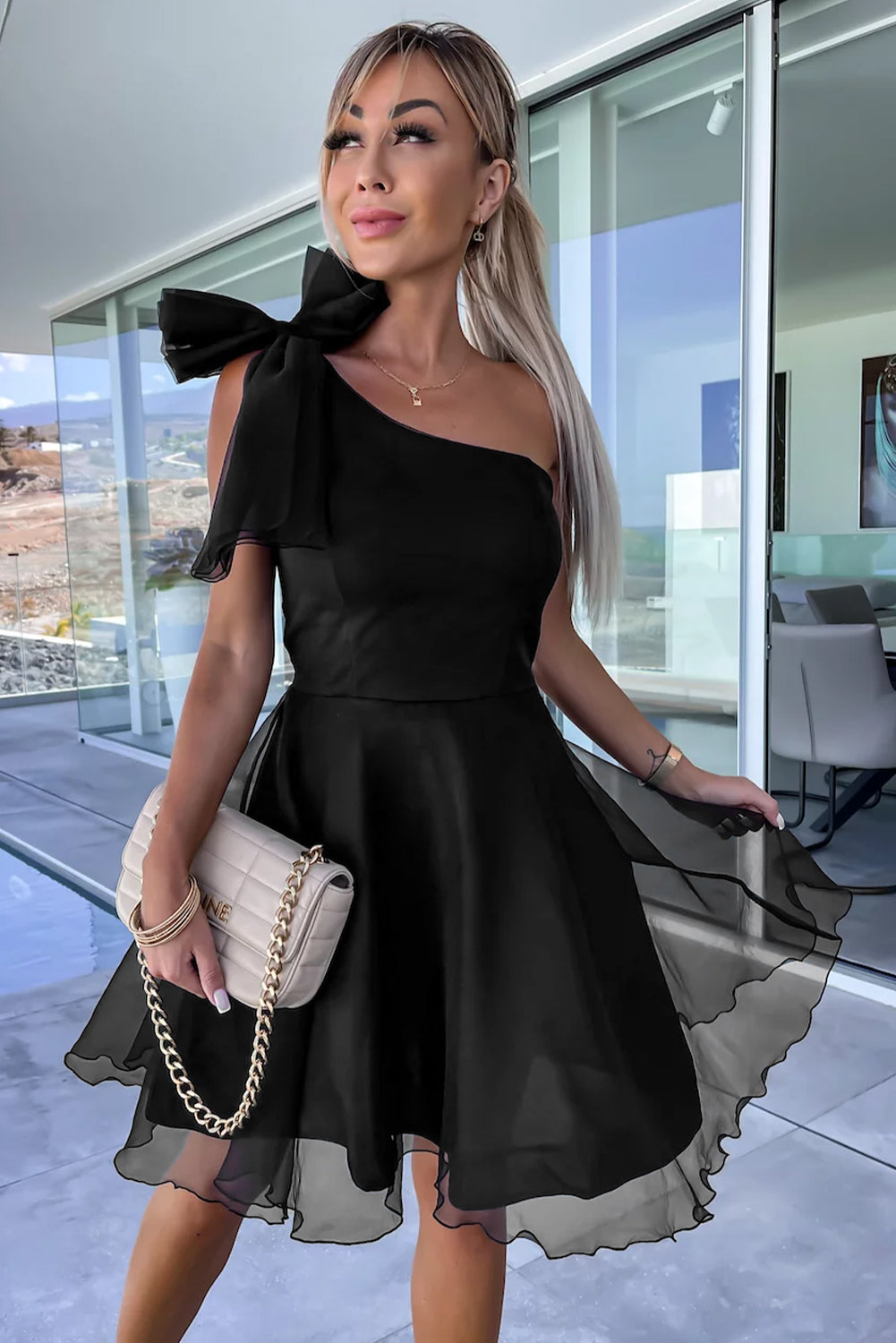 Bow Down Black Cocktail Dress Mystique Online