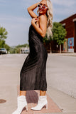 Raven's Charm Spaghetti Straps Backless Pleated Dress