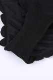 Black scalloped High Waist One Shoulder Swimsuit