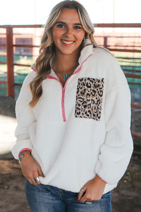 Arctic Panther Fleece with Patch Pocket Sweatshirt