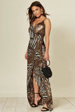 Princess Leopard Print Slit Wrap Dress - Mystique-Online