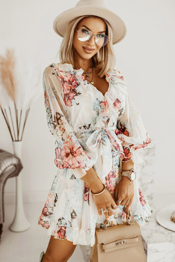 Elegant Ruffled Floral Mini dress