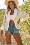 Beige Fleece Front Open Jacket