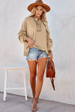 Cape Patchwork Long Sleeve Hoodie - Beige