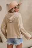 Cape Patchwork Long Sleeve Hoodie - Beige