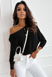 Black Bow Chic Sweater with Batwing Sleeves