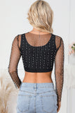 Kendall Pearl and Rhinestone Mesh Top