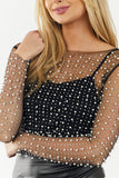 Kendall Pearl and Rhinestone Mesh Top