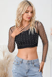 Kendall Pearl and Rhinestone Mesh Top