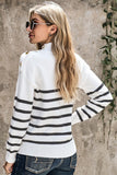 Snowy Serenity Striped Turtleneck Sweater