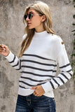 Snowy Serenity Striped Turtleneck Sweater