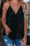 Black Sparkly Racerback Sequins Tank