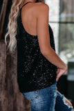 Black Sparkly Racerback Sequins Tank