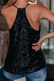 Black Sparkly Racerback Sequins Tank