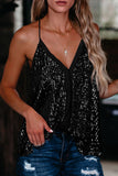 Black Sparkly Racerback Sequins Tank