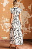 White Marble Vein Print Elegance Maxi Dress