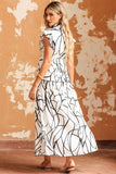 White Marble Vein Print Elegance Maxi Dress