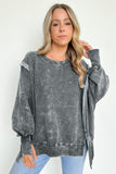 Grey Relaxed Fit Acid Wash Sweater