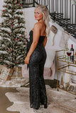 Sparkling Bandeau Knot-Front Sequin Wide-Leg Jumpsuit