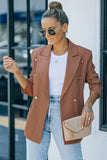 Dress Up Long Sleeve Lapel Brown Blazer