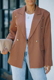 Dress Up Long Sleeve Lapel Brown Blazer