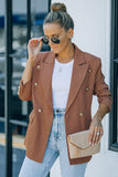 Dress Up Long Sleeve Lapel Brown Blazer