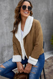 Brown Fleece Front Open Jacket