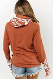 Effortless Aztec Printed Zipped Hoodie - Brown