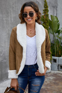 Brown Fleece Front Open Jacket