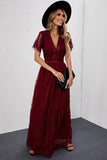 Timeless Lace Maxi Dress in Burgundy