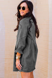 Grey Indigo Charm Button-Up Long Sleeve Denim Mini Dress