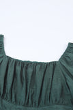 Emerald Charm Ruched Puff Sleeve Mini Dress