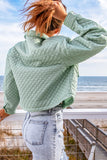 Trixi Green Quilted Cropped Jacket