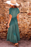 Mystic Forest Green Short Sleeve Maxi Dress