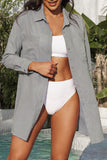 Statement Long Sleeve  Beach Cover Up Shirt - Grey