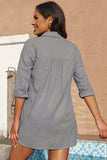 Statement Long Sleeve  Beach Cover Up Shirt - Grey