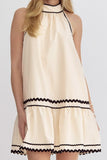 Beige Ric-Rac Charm Halter Mini Dress