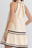 Beige Ric-Rac Charm Halter Mini Dress