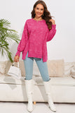 Pink Relaxed Fit Acid Wash Sweater