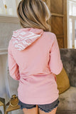 Effortless Aztec Printed Zipped Hoodie - Pink