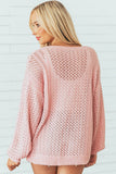 Pink Ribbed V Neck Pullover