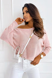 Pink Bow Chic Sweater with Batwing Sleeves