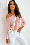 Pink Bow Chic Sweater with Batwing Sleeves