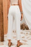 White Cotton Amy 3/4 Pants with lace detail