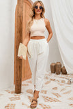 White Cotton Amy 3/4 Pants with lace detail