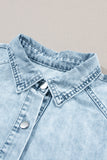 LIGHT BLUE INDIGO CHARM BUTTON-UP SHORT SLEEVE DENIM MINI DRESS