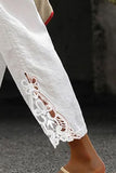 White Cotton Amy 3/4 Pants with lace detail