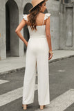 Beige Stylish Smocked Waist Jumpsuit