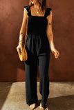 Black Stylish Smocked Waist Jumpsuit