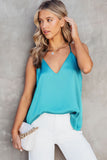 Sky Blue Satin Tank Top